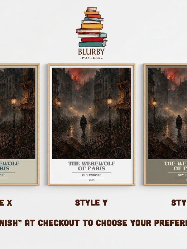 The Werewolf Of Paris book cover print in frame leaning in hallway – horror wall art