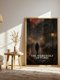 The Werewolf Of Paris watercolour print in frame leaning in hallway – horror wall art