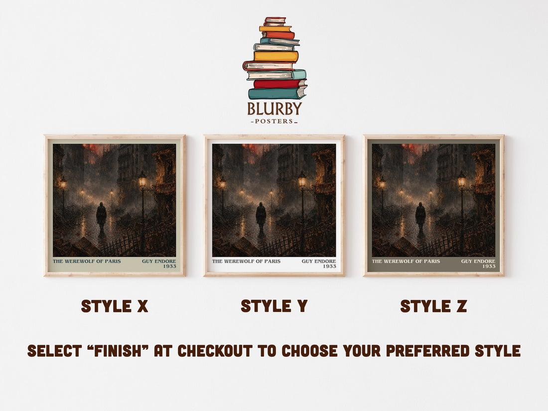 The Werewolf Of Paris literary print in frame leaning in hallway – horror wall art (mockup)