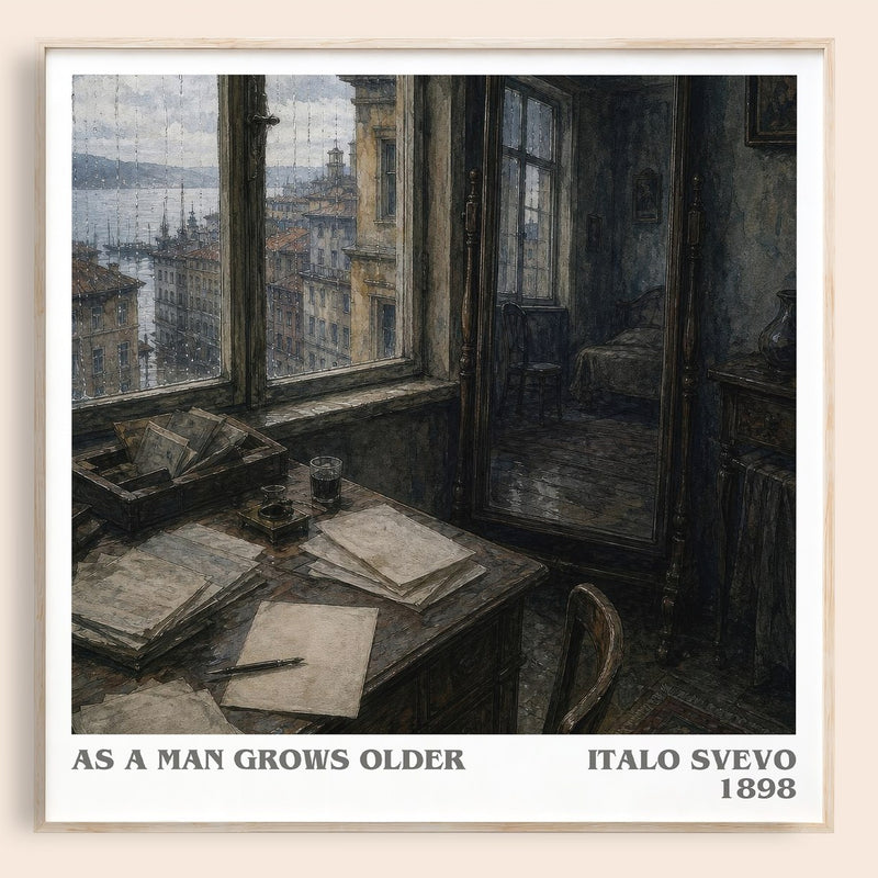 As A Man Grows Older literary book poster by Italo Svevo – framed literary art print
