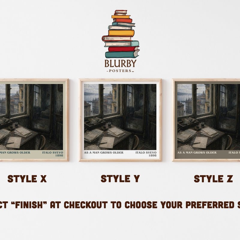 As A Man Grows Older literary print in frame leaning in hallway – literary fiction wall art