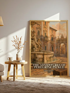 The Adventures of Peregrine Pickle watercolour print in frame leaning in hallway – classic literature wall art