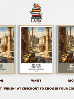 On The Orator book cover print framed by window – Stone, White and Mocha side by side – choose your colour