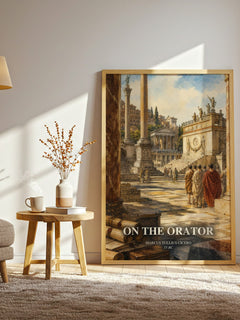On The Orator watercolour print in frame leaning in hallway – philosophy wall art