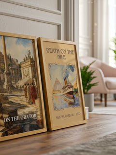 On The Orator watercolour print framed by window – literary home decor