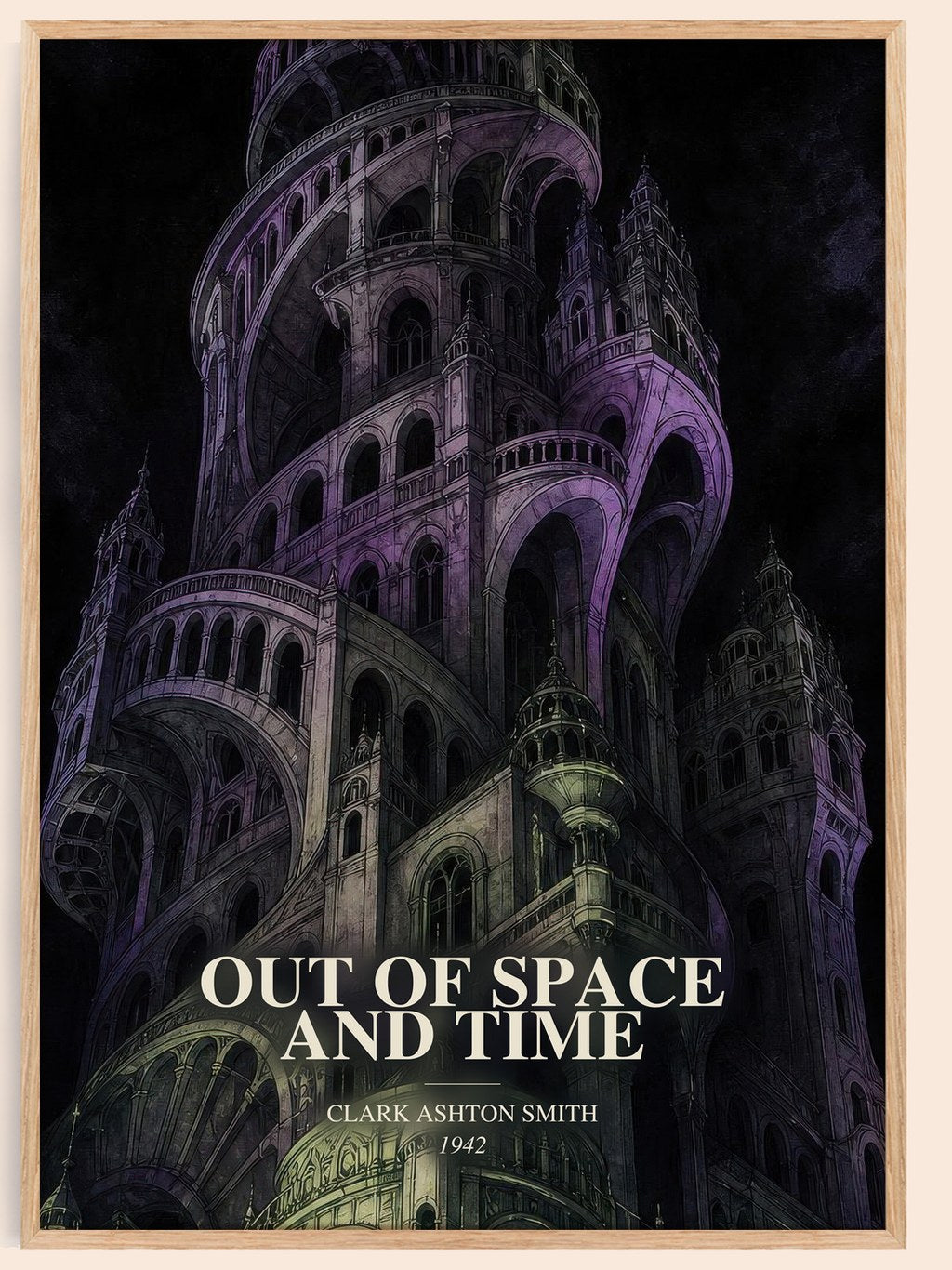 Out Of Space And Time watercolour book poster by Clark Ashton Smith – framed literary art print