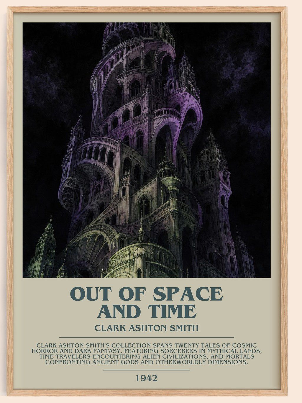 Out Of Space And Time bookish book poster by Clark Ashton Smith – framed literary art print