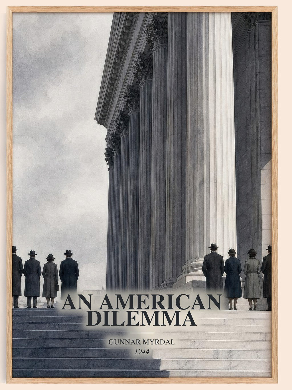 An American Dilemma watercolour book poster by Gunnar Myrdal – framed literary art print