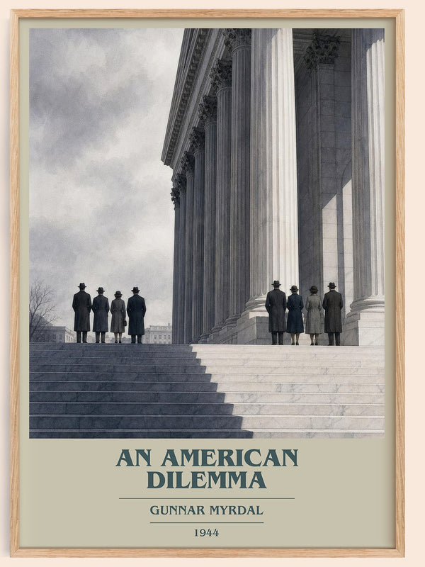 An American Dilemma book cover book poster by Gunnar Myrdal – framed literary art print