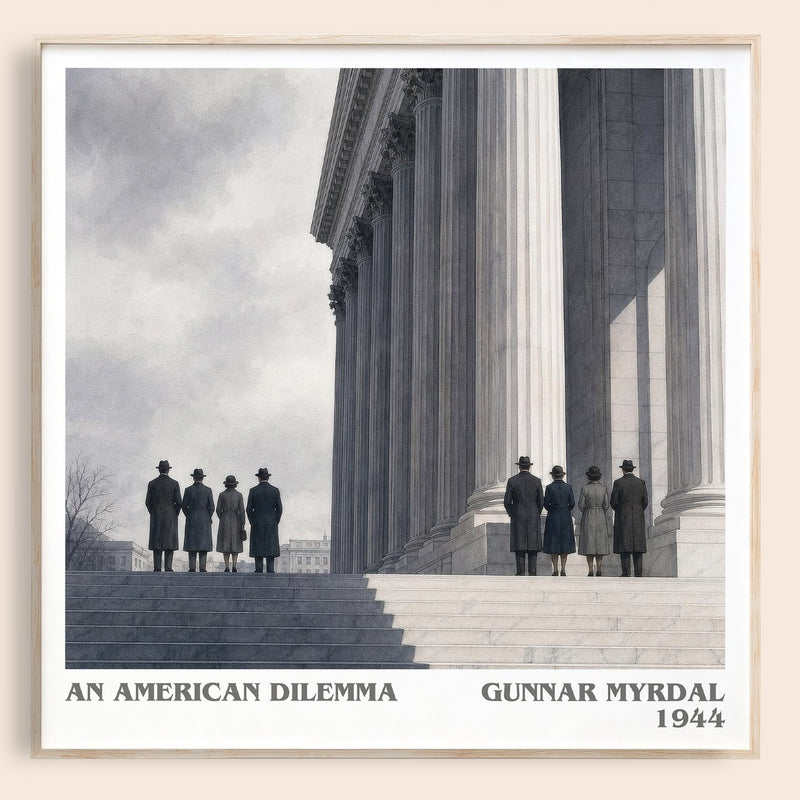 An American Dilemma literary book poster by Gunnar Myrdal – framed literary art print