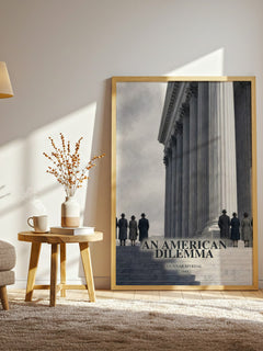 An American Dilemma watercolour print in frame leaning in hallway – __new__:educational wall art