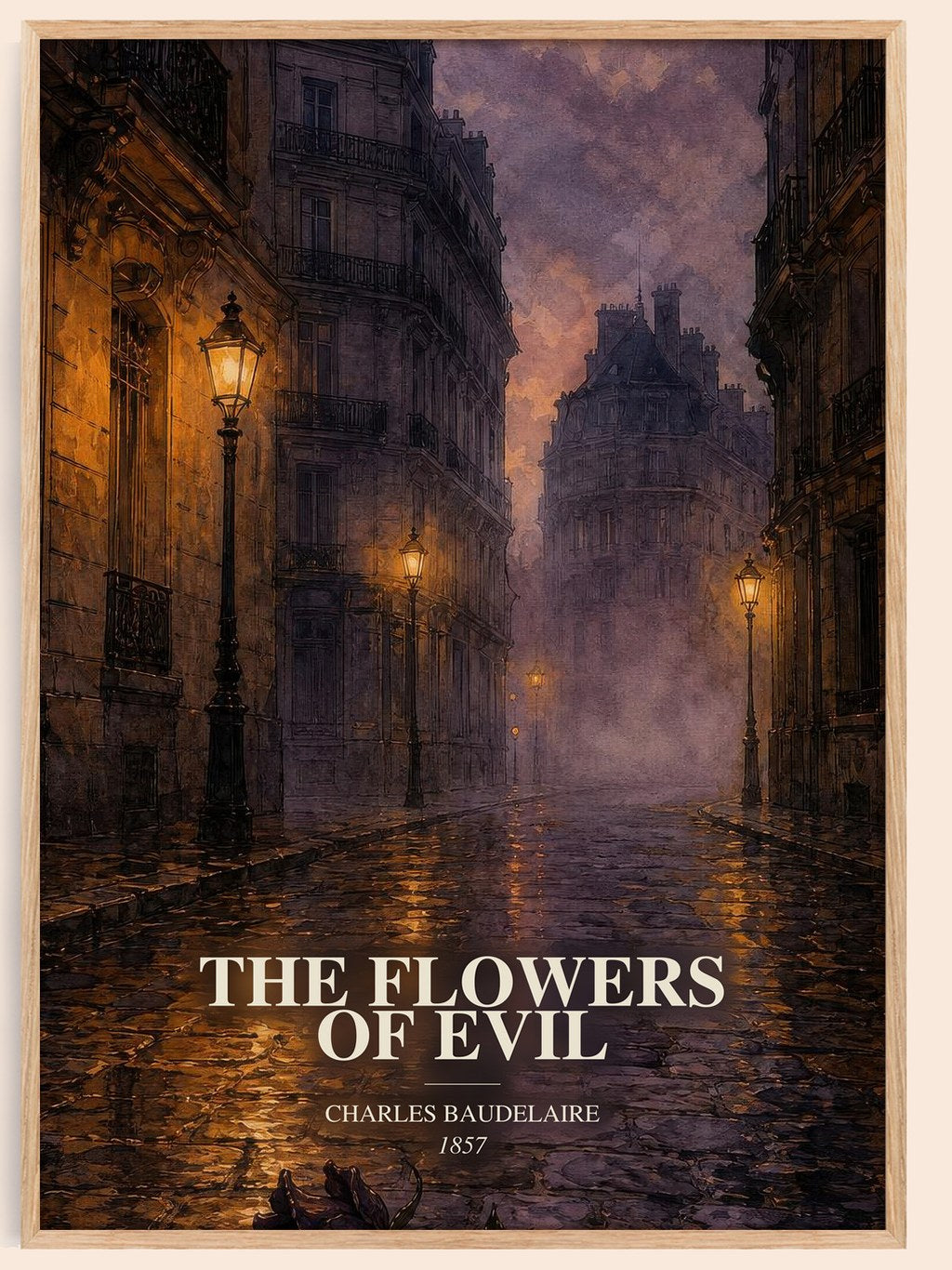 The Flowers of Evil watercolour book poster by Charles Baudelaire – framed literary art print