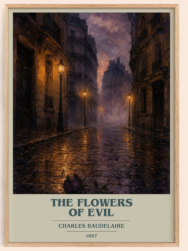 The Flowers of Evil book cover book poster by Charles Baudelaire – framed literary art print