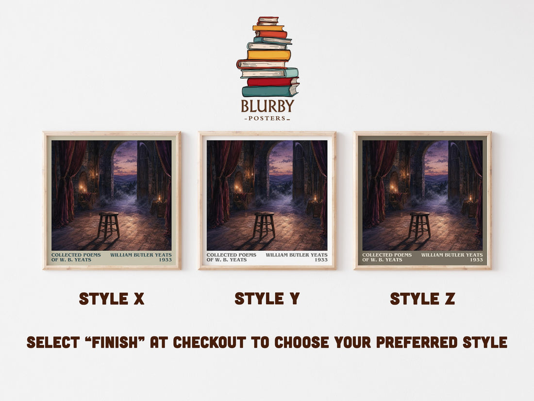 Collected Poems of W. B. Yeats literary print in frame leaning in hallway – poetry wall art (mockup)