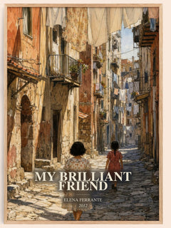 My Brilliant Friend watercolour book poster by Elena Ferrante – framed literary art print
