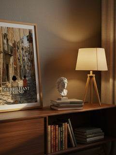 My Brilliant Friend watercolour print on bookshelf – Elena Ferrante fan gift