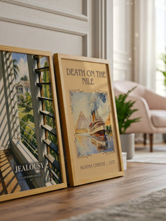 Jealousy watercolour print framed by window – literary home decor