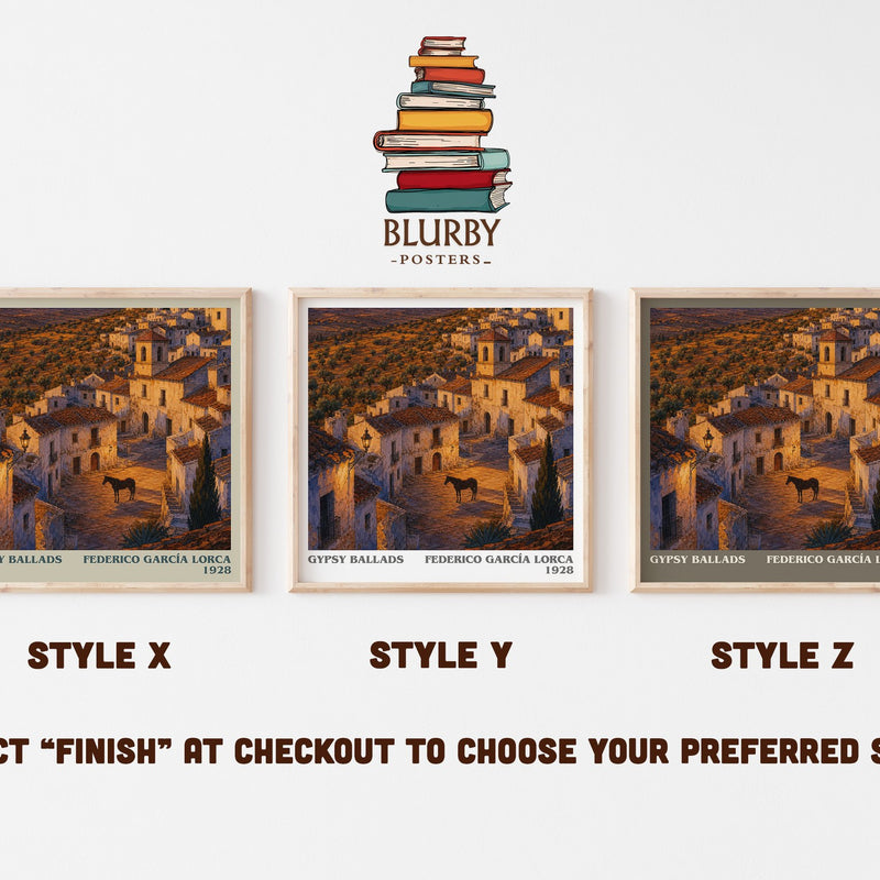 Gypsy Ballads literary print in frame leaning in hallway – poetry wall art