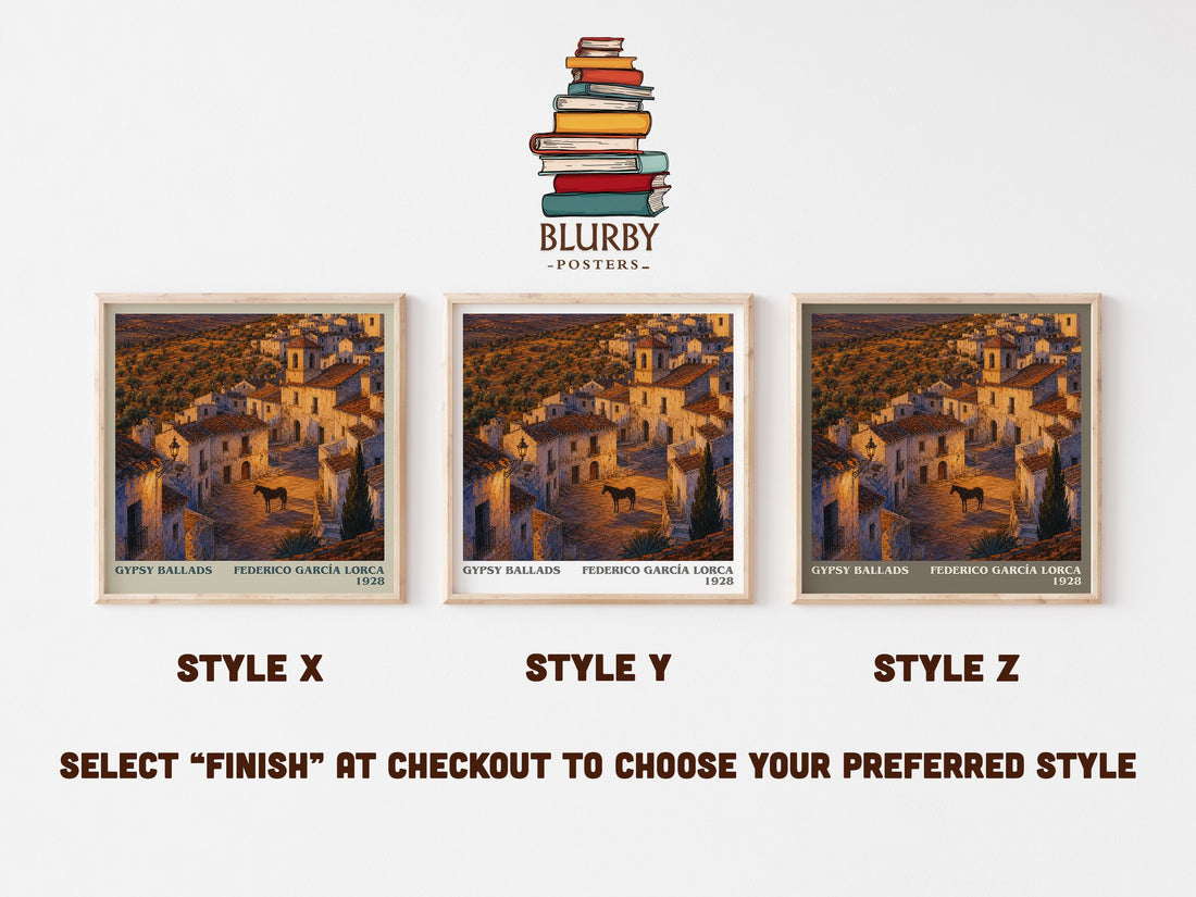 Gypsy Ballads literary print in frame leaning in hallway – poetry wall art (mockup)