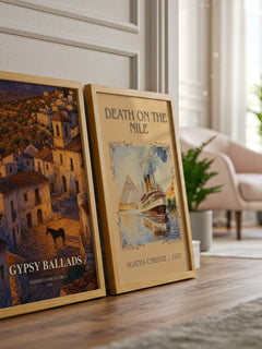 Gypsy Ballads watercolour print framed by window – literary home decor