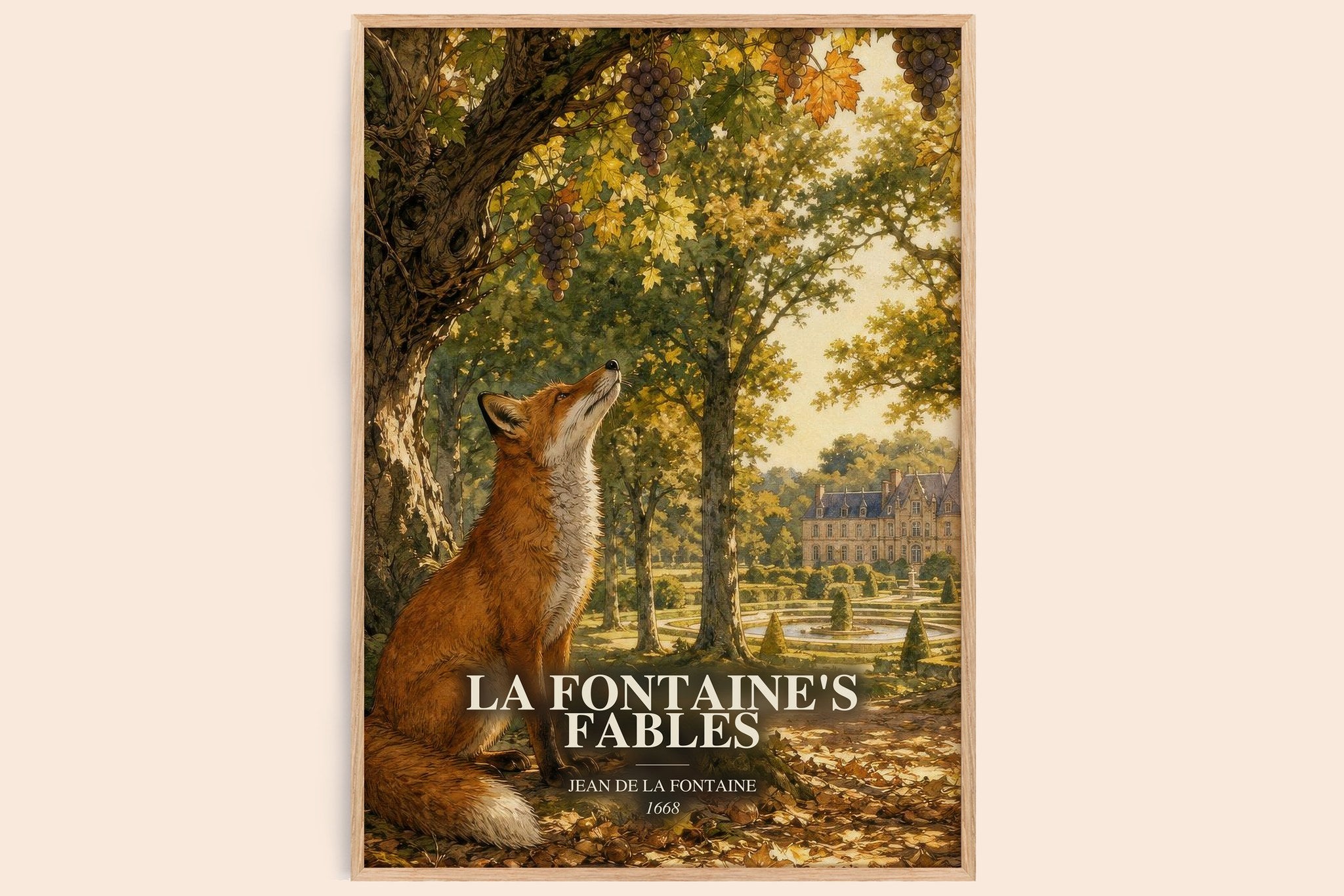 La Fontaine's Fables Book Watercolour Illustration by J. Fontaine
