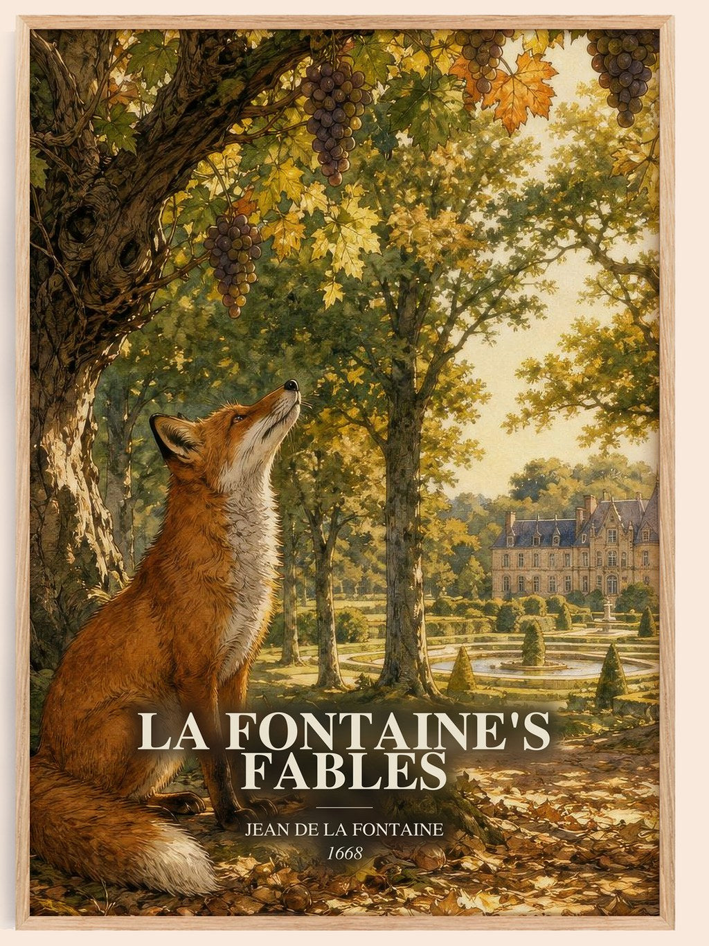 La Fontaine's Fables watercolour book poster by Jean de La Fontaine – framed literary art print