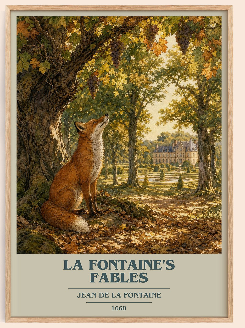 La Fontaine's Fables book cover book poster by Jean de La Fontaine – framed literary art print