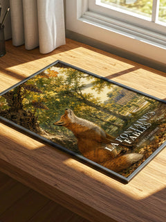 La Fontaine's Fables watercolour book poster framed on wall – classic literature wall art