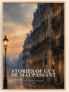 Stories of Guy de Maupassant watercolour book poster by Guy de Maupassant – framed literary art print