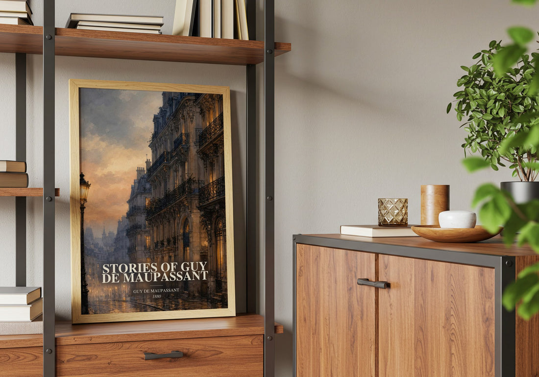 Stories of Guy de Maupassant book watercolour illustration paper finish options – matte satin gloss