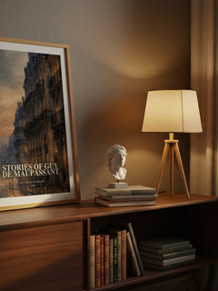 Stories of Guy de Maupassant watercolour print on bookshelf – Guy de Maupassant fan gift