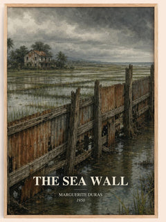 The Sea Wall watercolour book poster by Marguerite Duras – framed literary art print