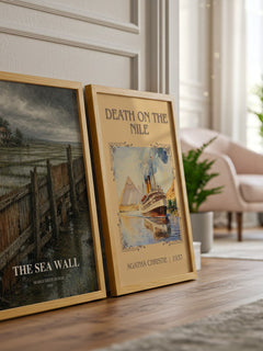 The Sea Wall watercolour print framed by window – literary home decor