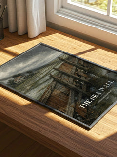 The Sea Wall watercolour book poster framed on wall – literary fiction wall art