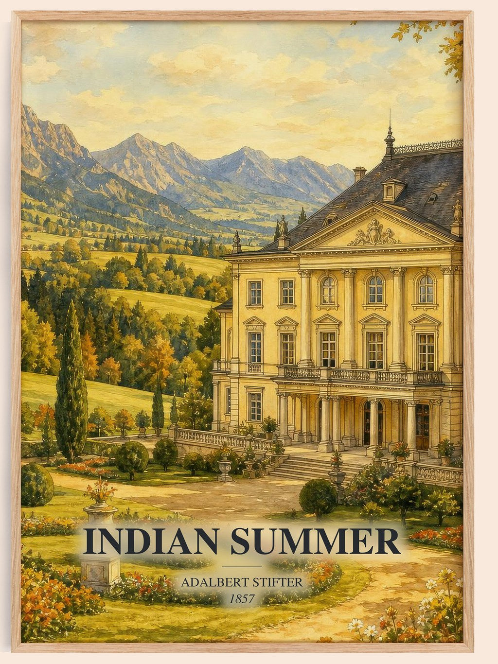 Indian Summer watercolour book poster by Adalbert Stifter – framed literary art print