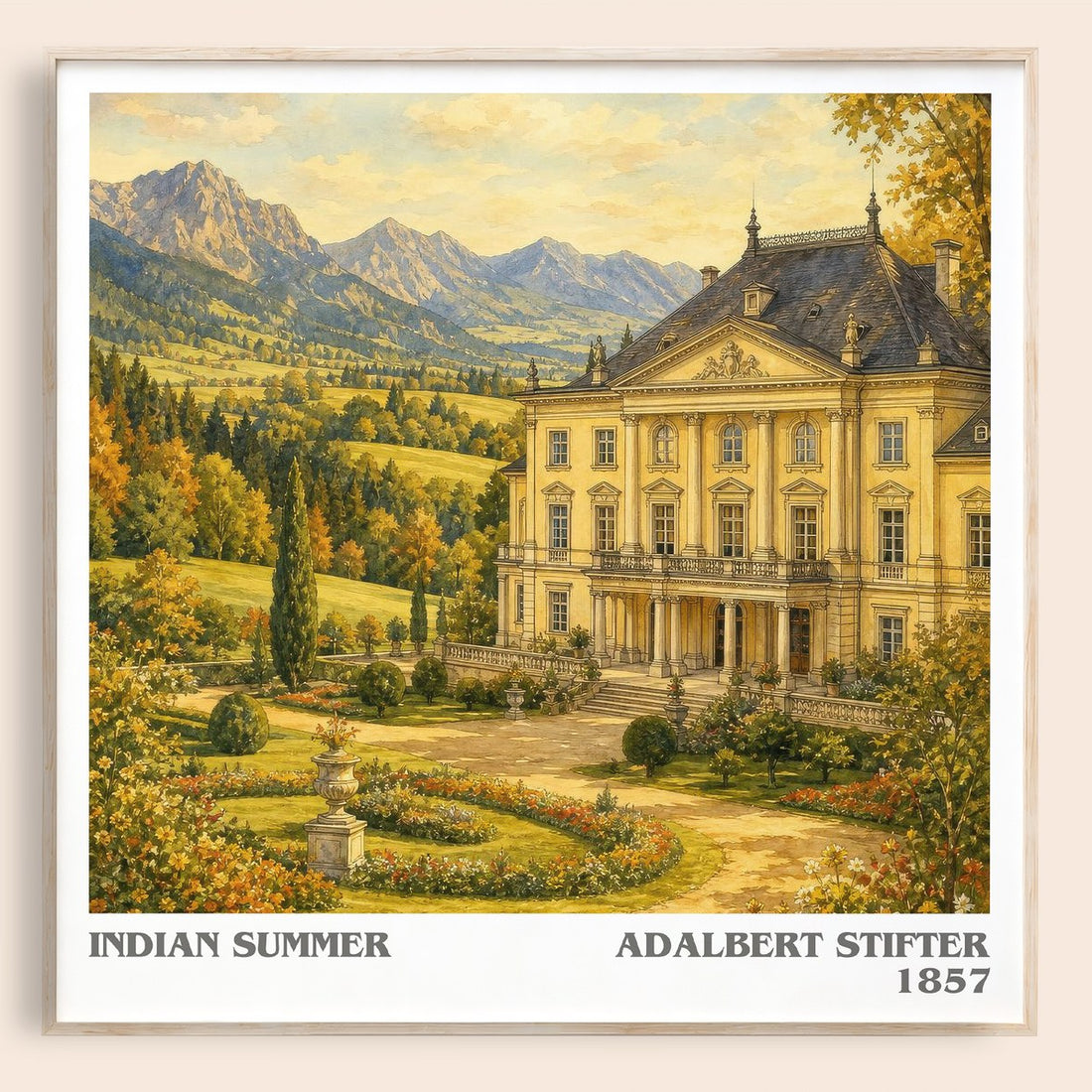 Indian Summer literary book poster by Adalbert Stifter – framed literary art print