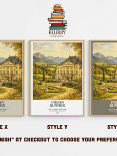 Indian Summer book cover print in frame leaning in hallway – literary fiction wall art