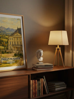 Indian Summer watercolour print on bookshelf – Adalbert Stifter fan gift