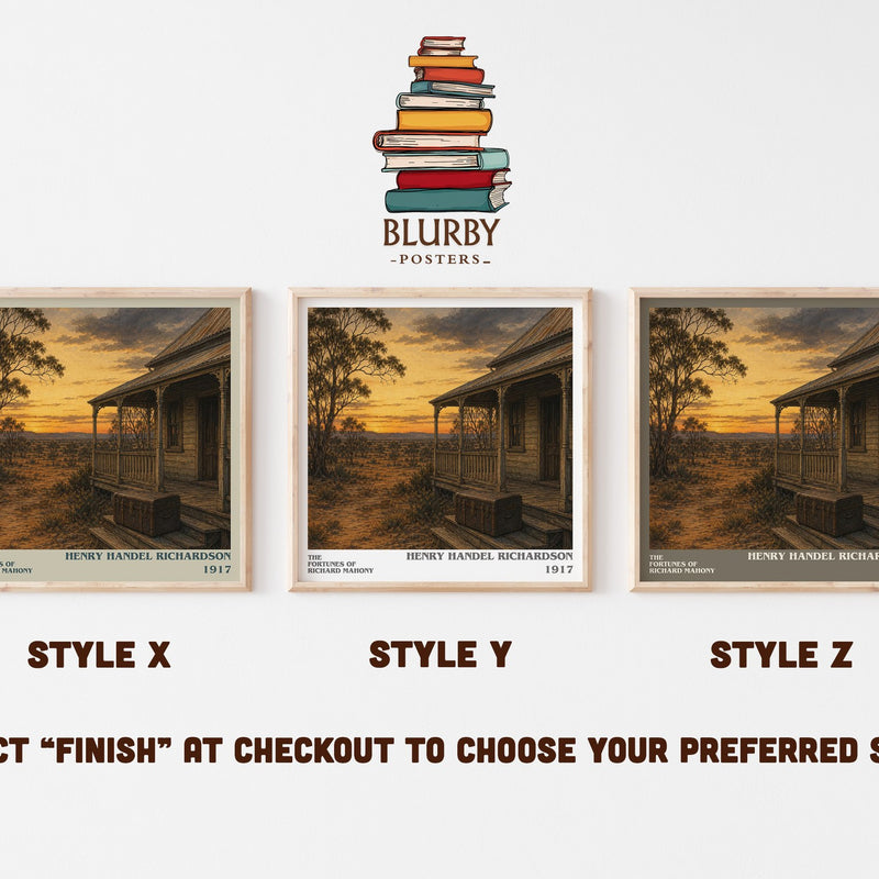 The Fortunes Of Richard Mahony literary print in frame leaning in hallway – historical fiction wall art