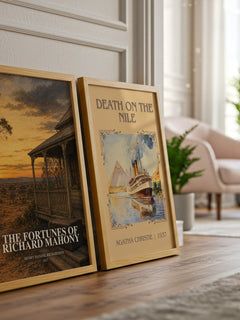 The Fortunes Of Richard Mahony watercolour print framed by window – literary home decor