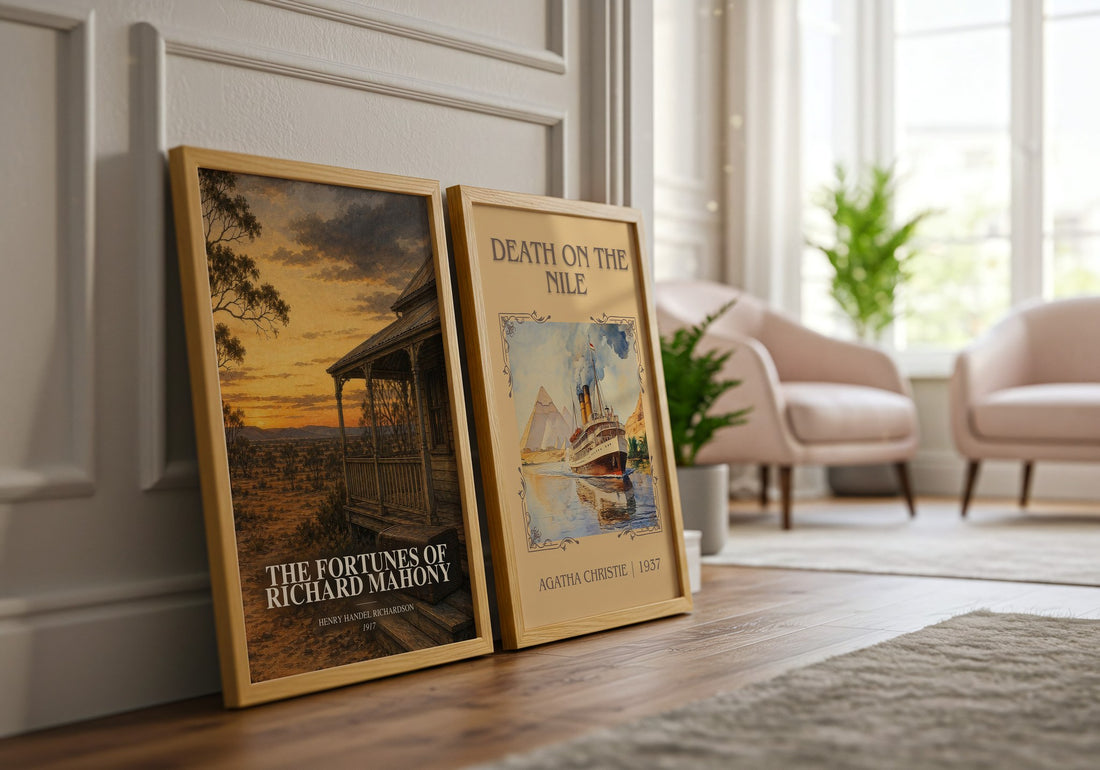 The Fortunes Of Richard Mahony watercolour print framed by window – literary home decor