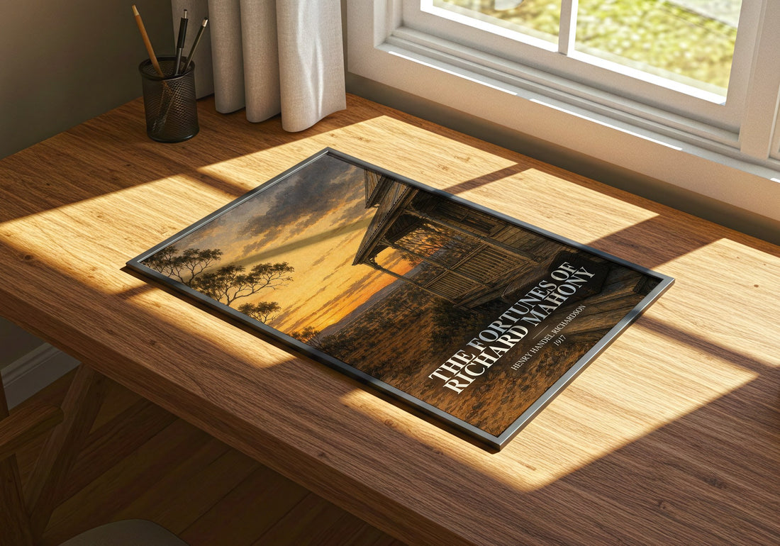 The Fortunes Of Richard Mahony watercolour book poster framed on wall – historical fiction wall art