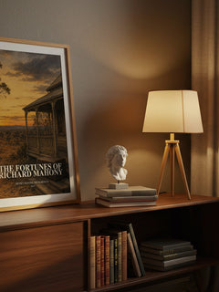 The Fortunes Of Richard Mahony watercolour print on bookshelf – Henry Handel Richardson fan gift