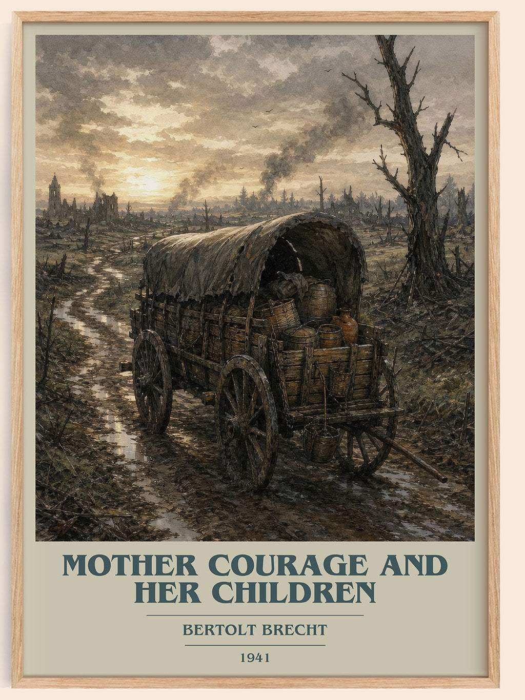 Mother Courage and Her Children book cover book poster by Bertolt Brecht – framed literary art print