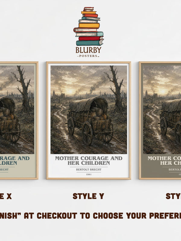 Mother Courage and Her Children book cover print in frame leaning in hallway – classic literature wall art