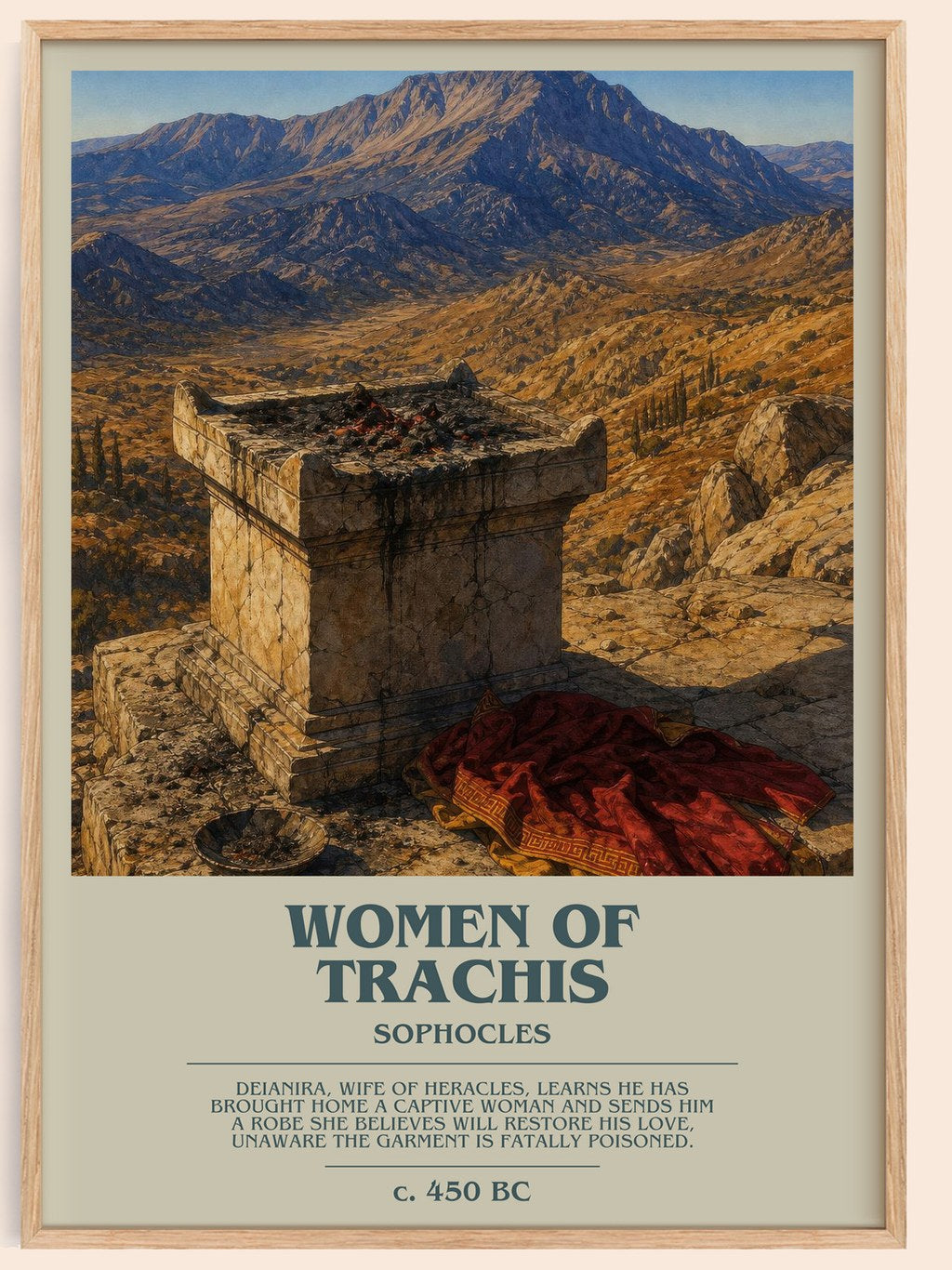 Women of Trachis bookish book poster by Sophocles – framed literary art print
