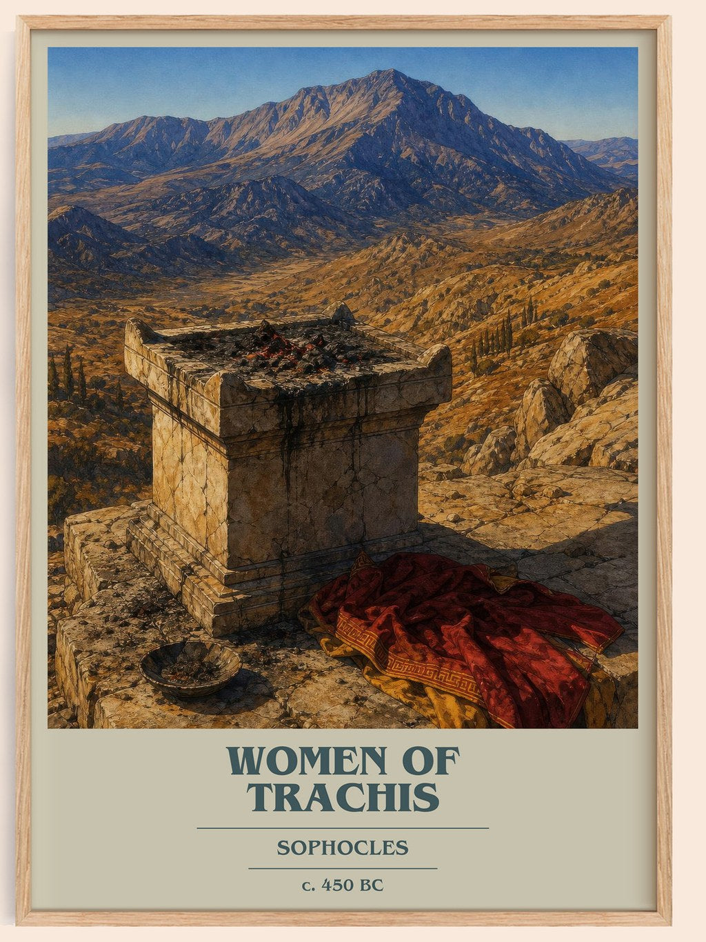 Women of Trachis book cover book poster by Sophocles – framed literary art print