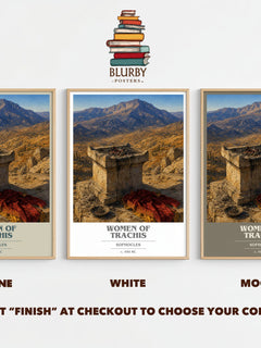 Women of Trachis book cover print framed by window – Stone, White and Mocha side by side – choose your colour