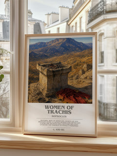 Women of Trachis bookish print in frame leaning in hallway – classic literature wall art