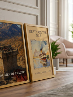 Women of Trachis watercolour print framed by window – literary home decor